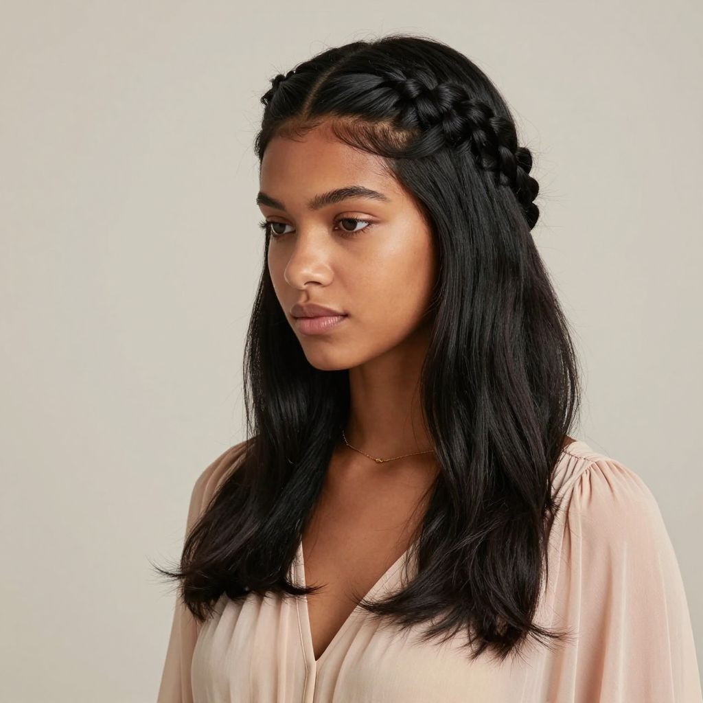 Braided Crown Half Up Style