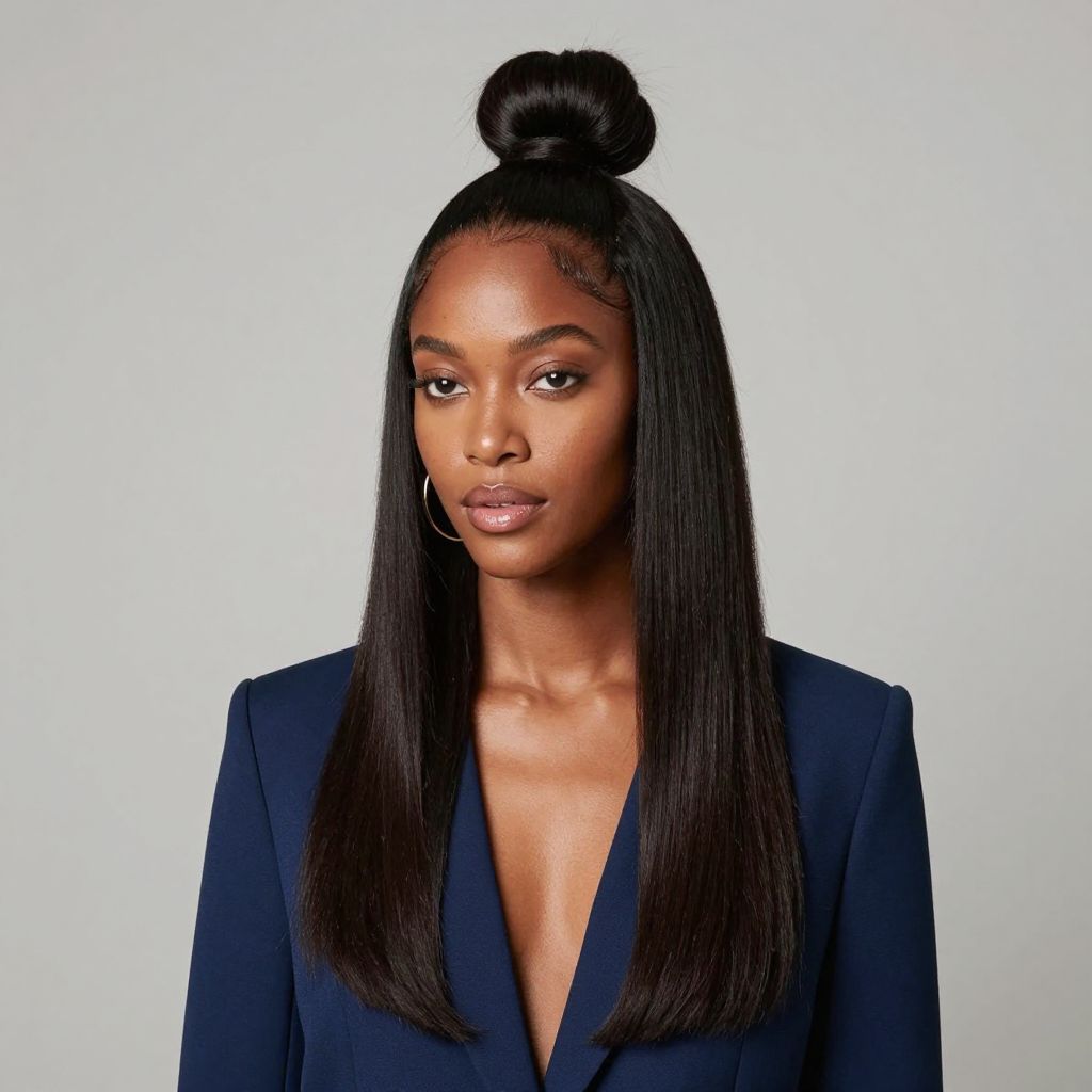 Half Up Top Knot With Smooth Ends