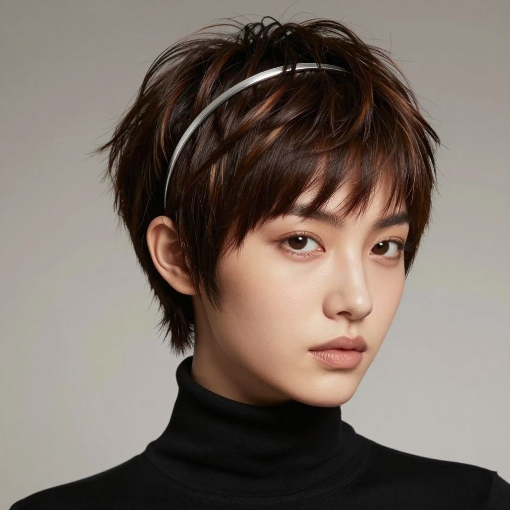 The Pixie Pop with a Thin Metallic Headband