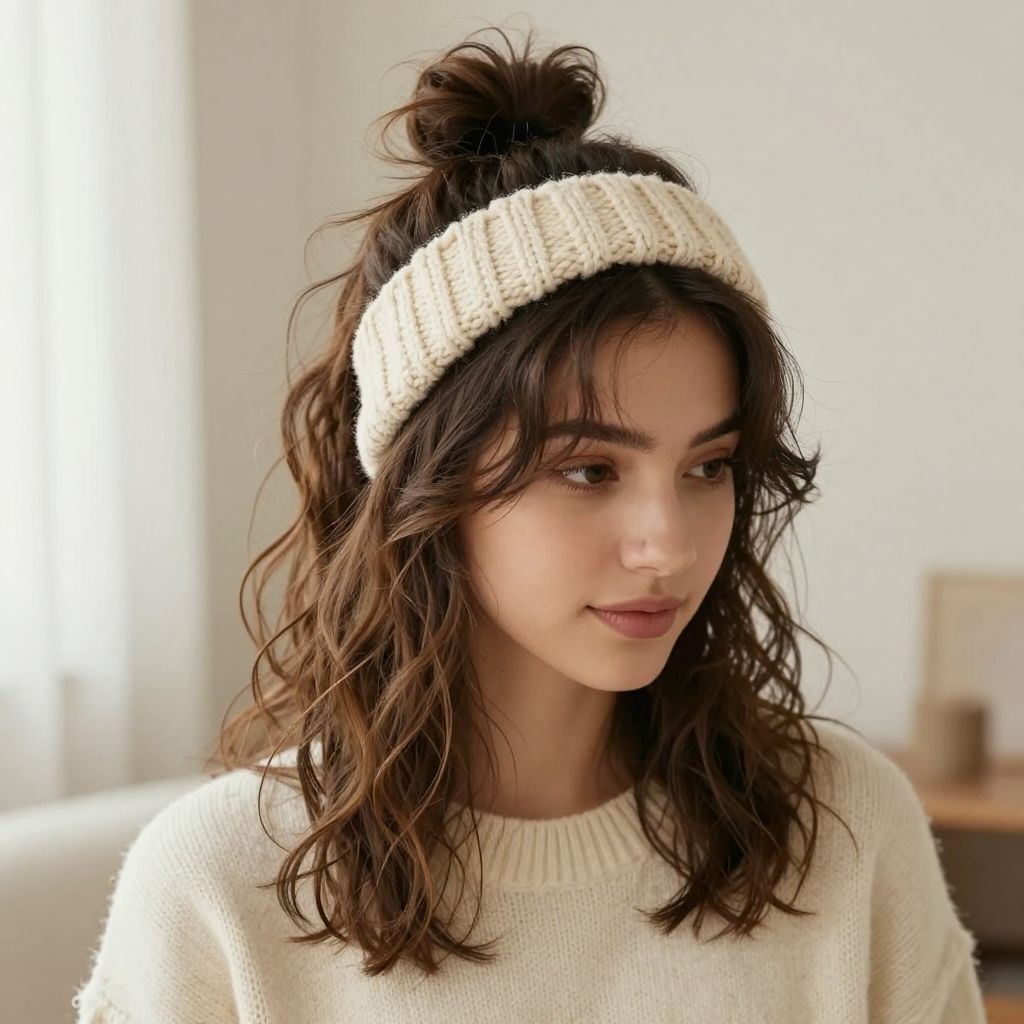 Messy Bun with a Knit Headband