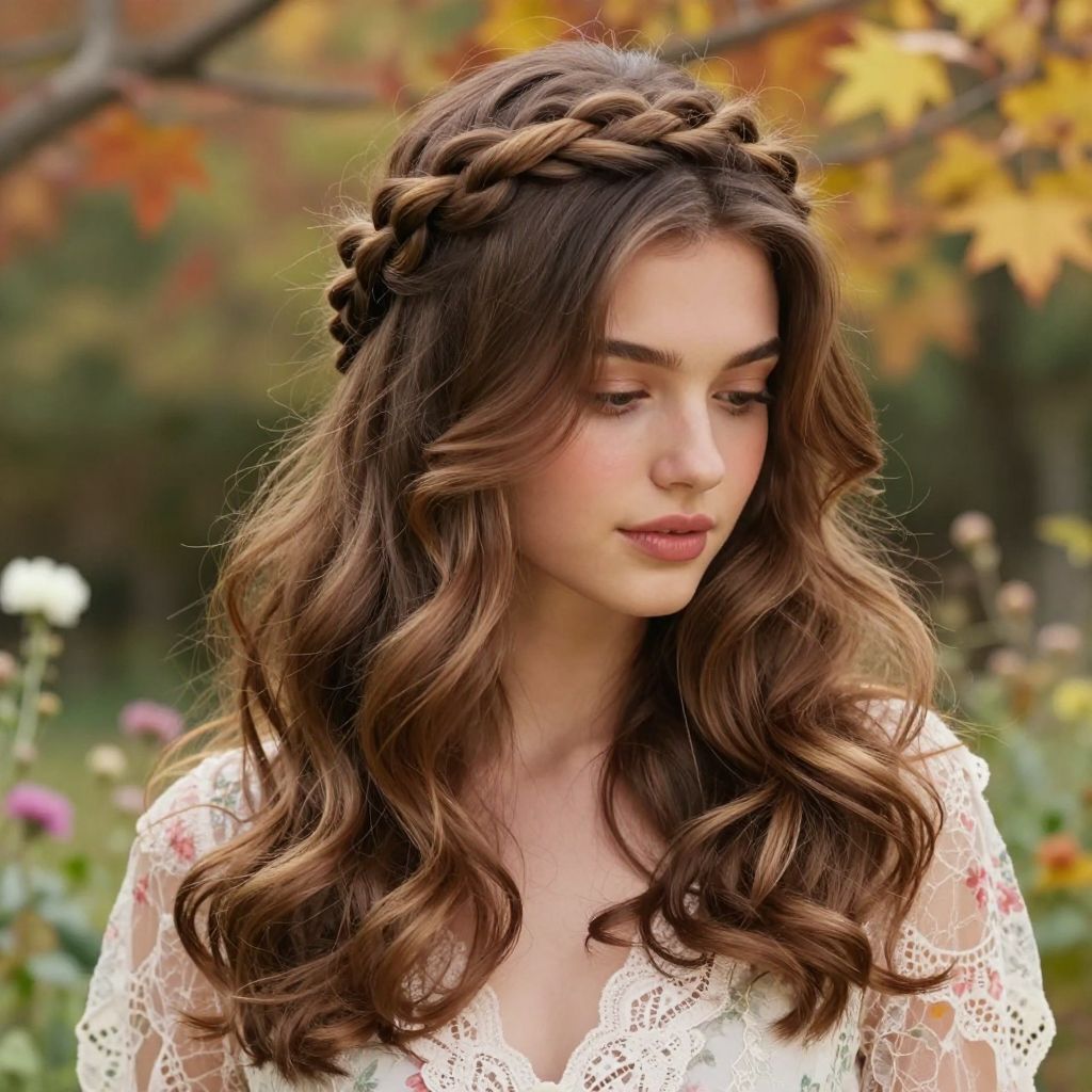Braided Crown with Loose Waves
