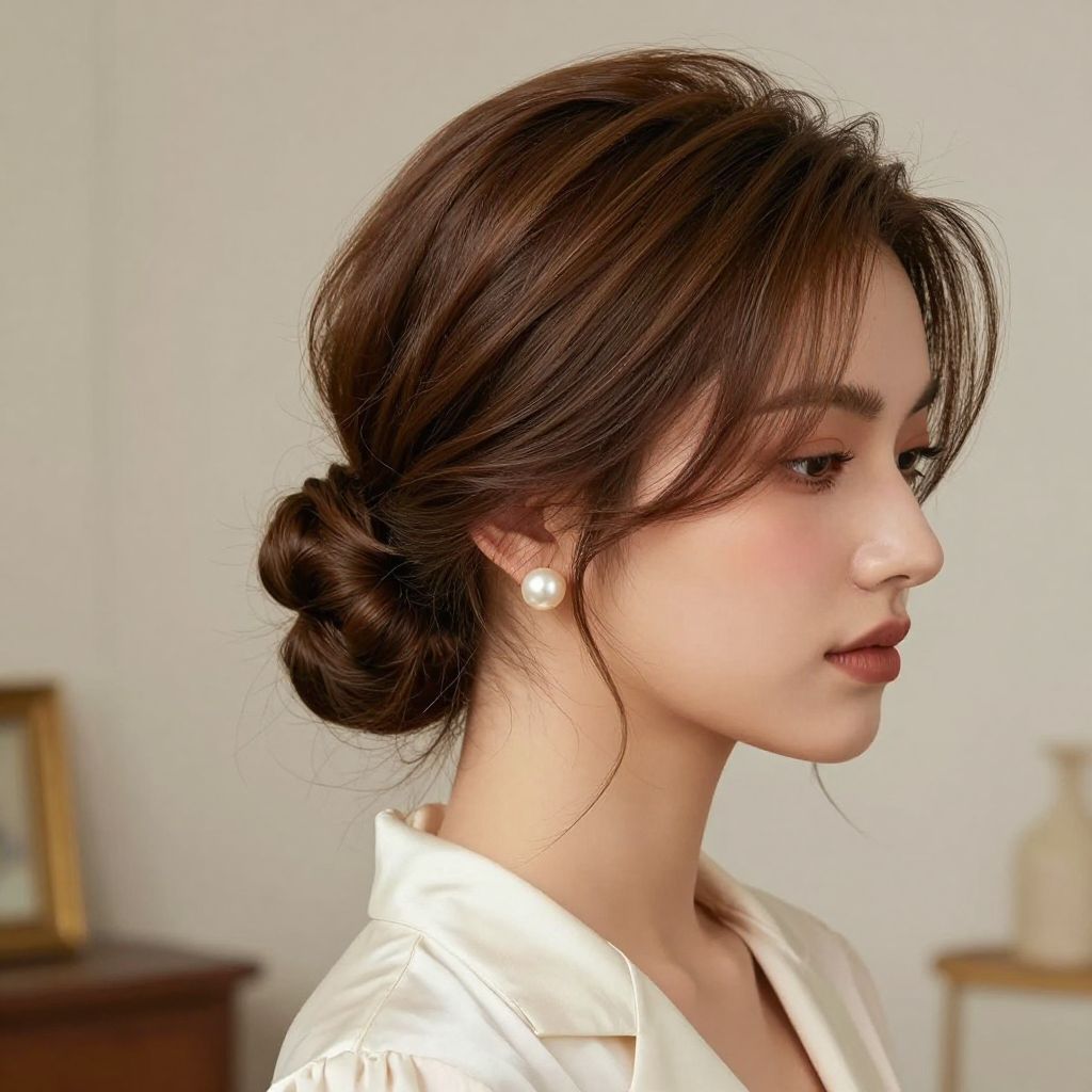 Low Chignon with Soft Tendrils