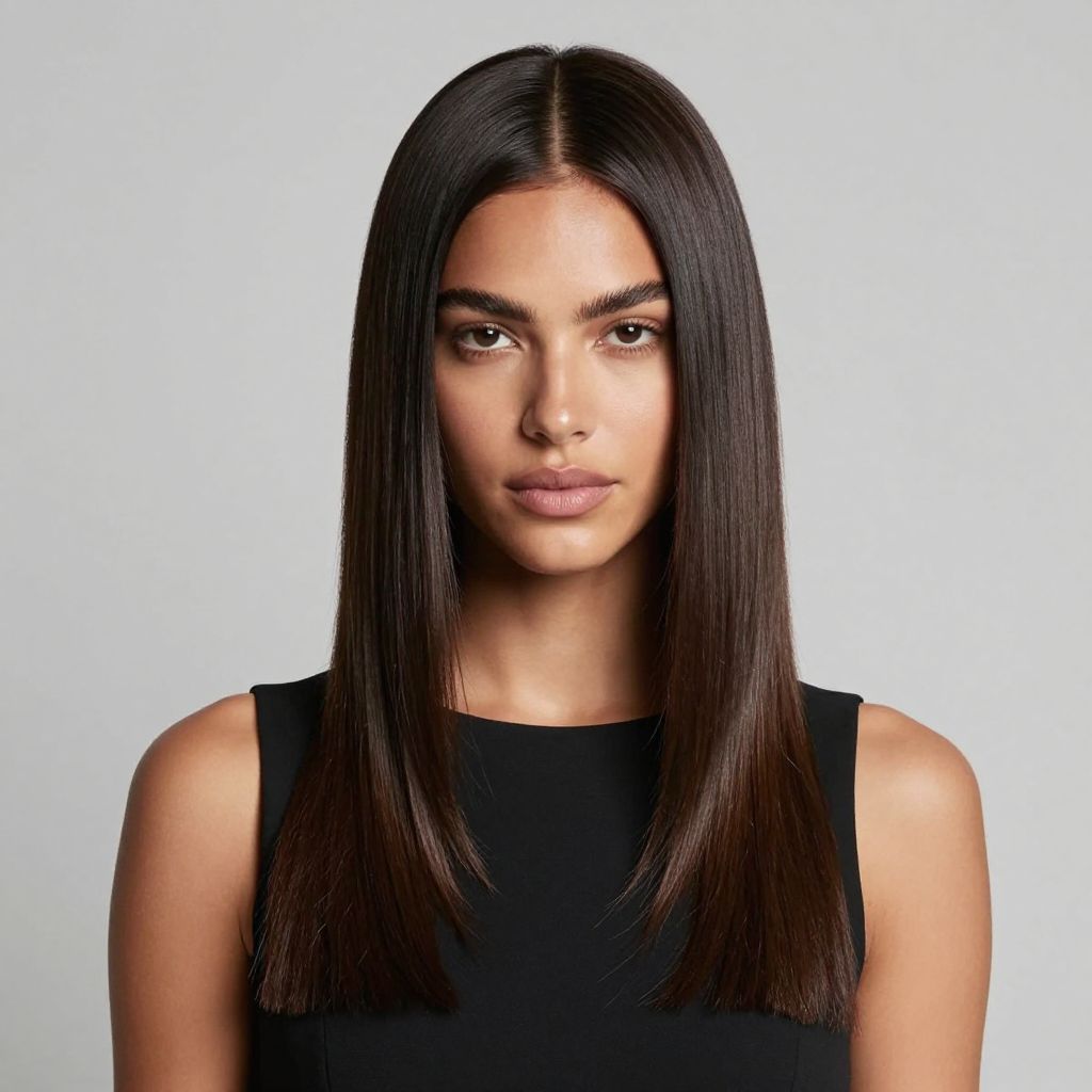 Sleek Straight with Middle Part