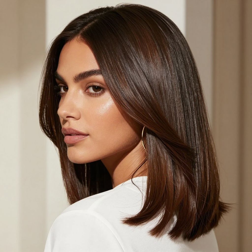 Glossy Straight with Side Part