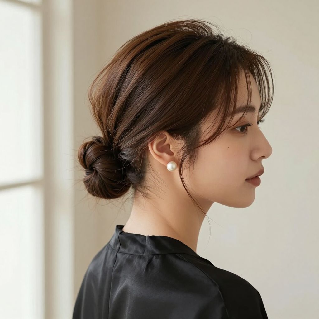 Polished Low Bun with Wispy Strands
