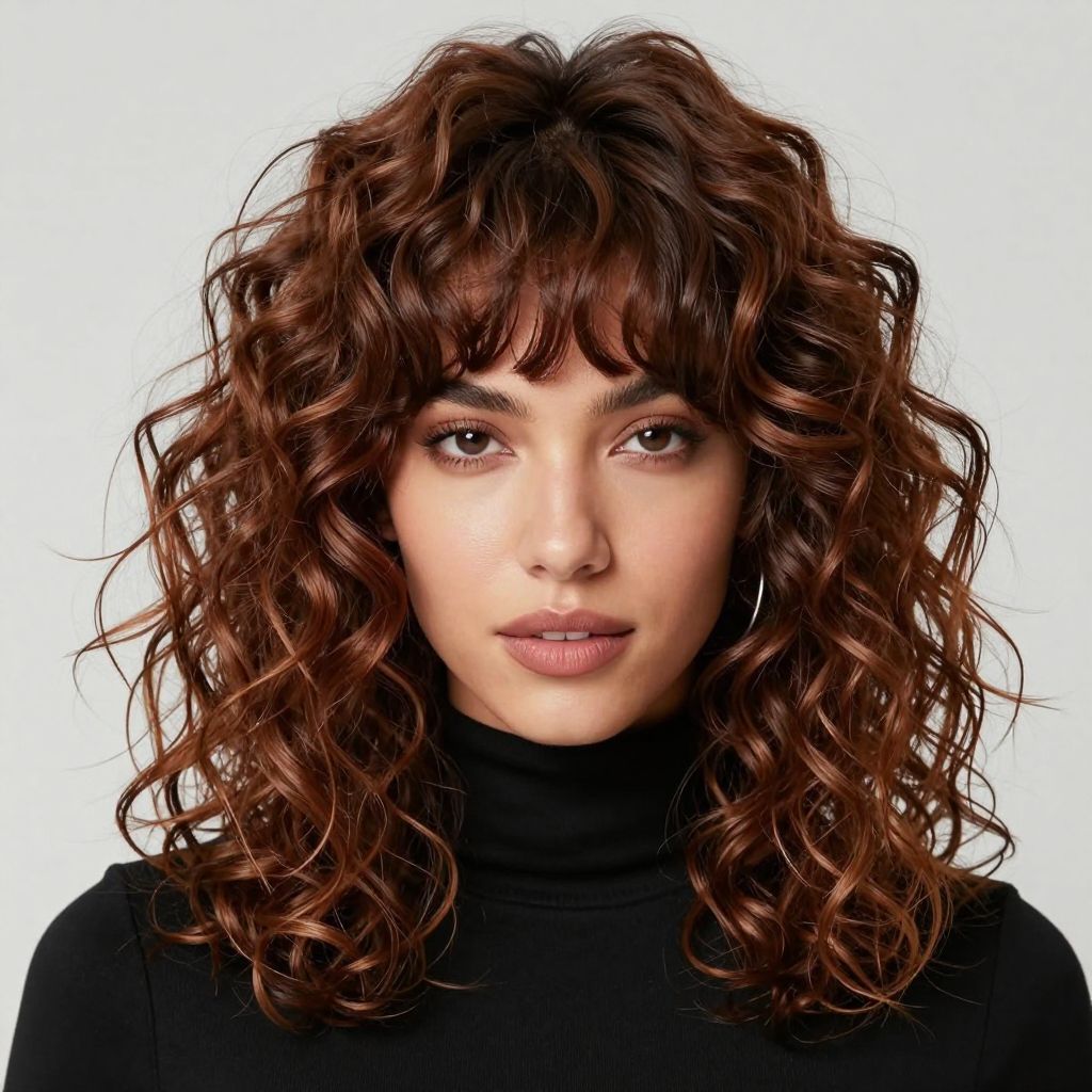 The Playful Blunt Bangs with Curls