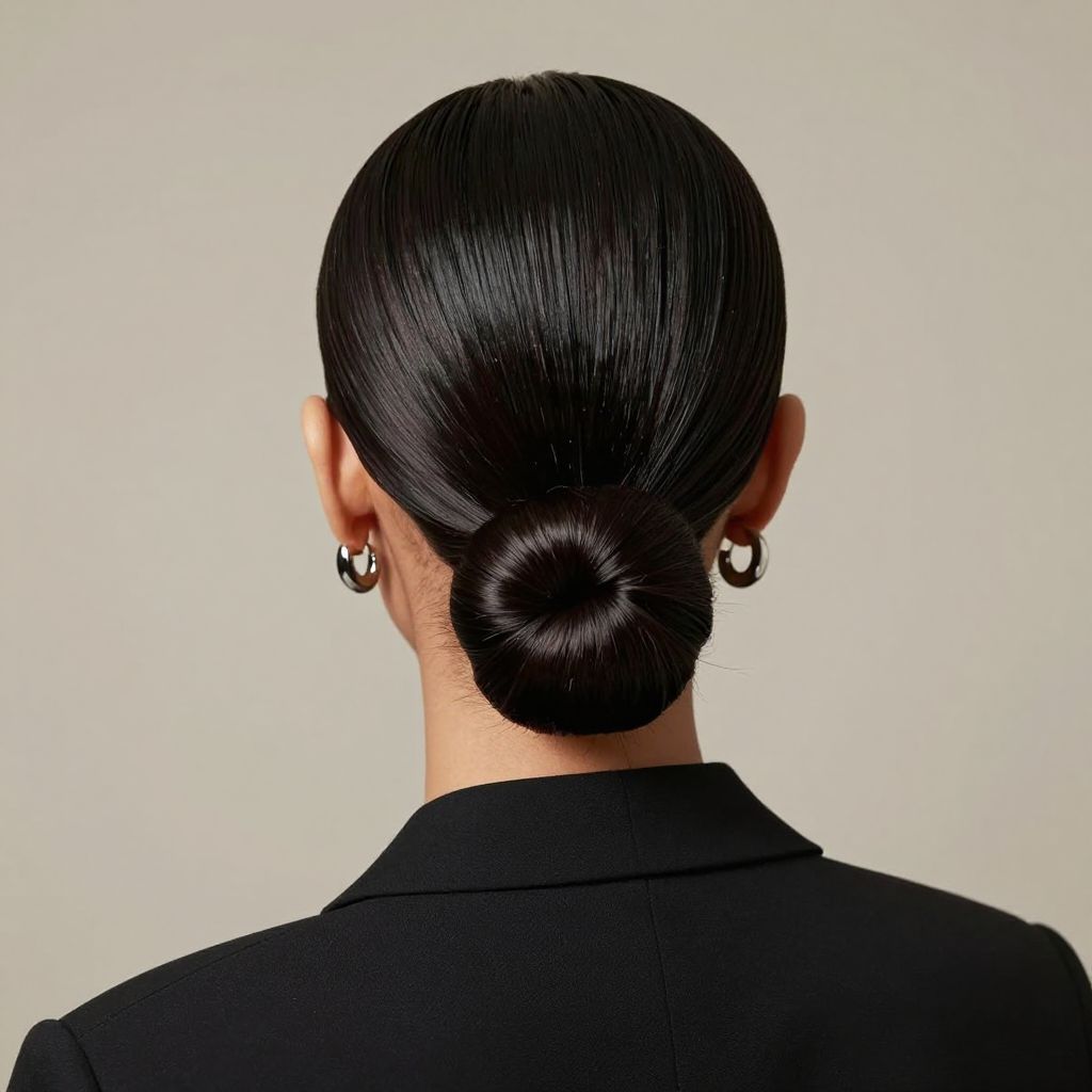 Sleek Low Bun With Center Part