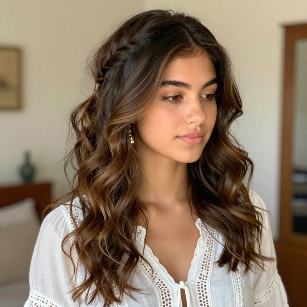 Half Up Twist With Loose Waves
