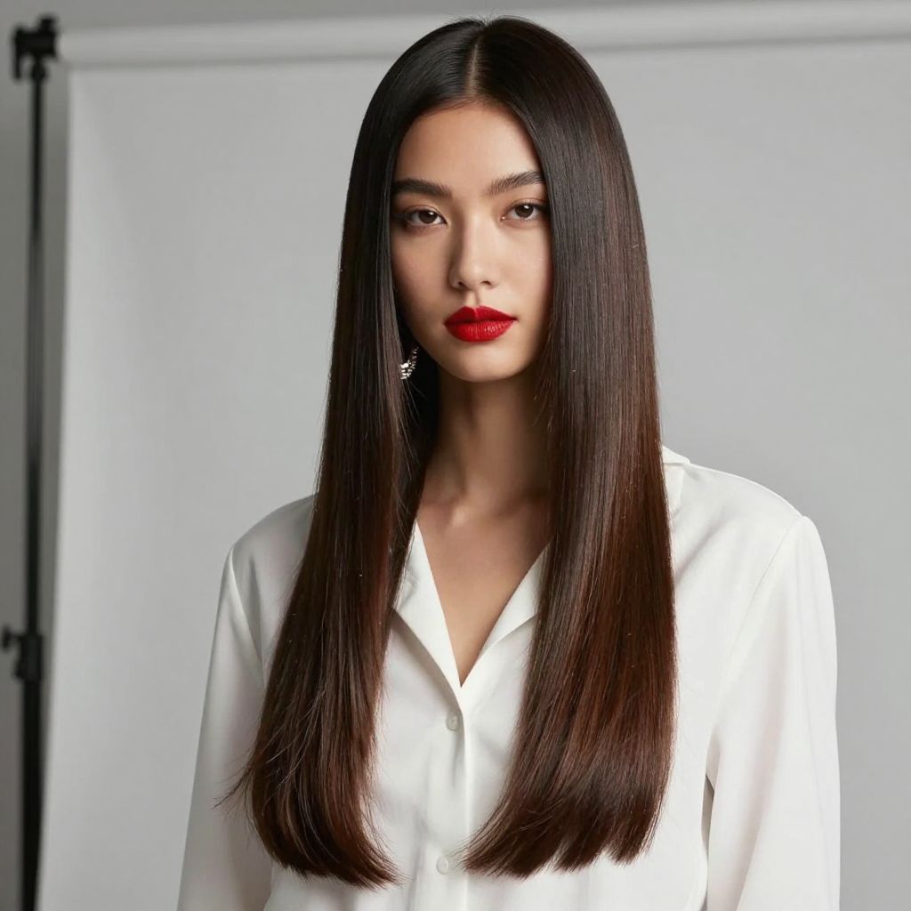 Sleek Middle Part With Long Length