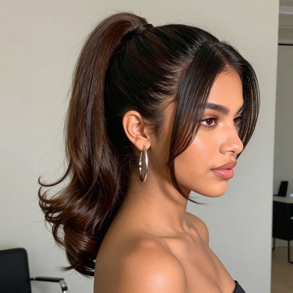 High Ponytail With Face Framing Pieces