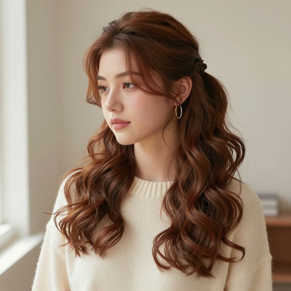 Side Swept Ponytail with Loose Curls