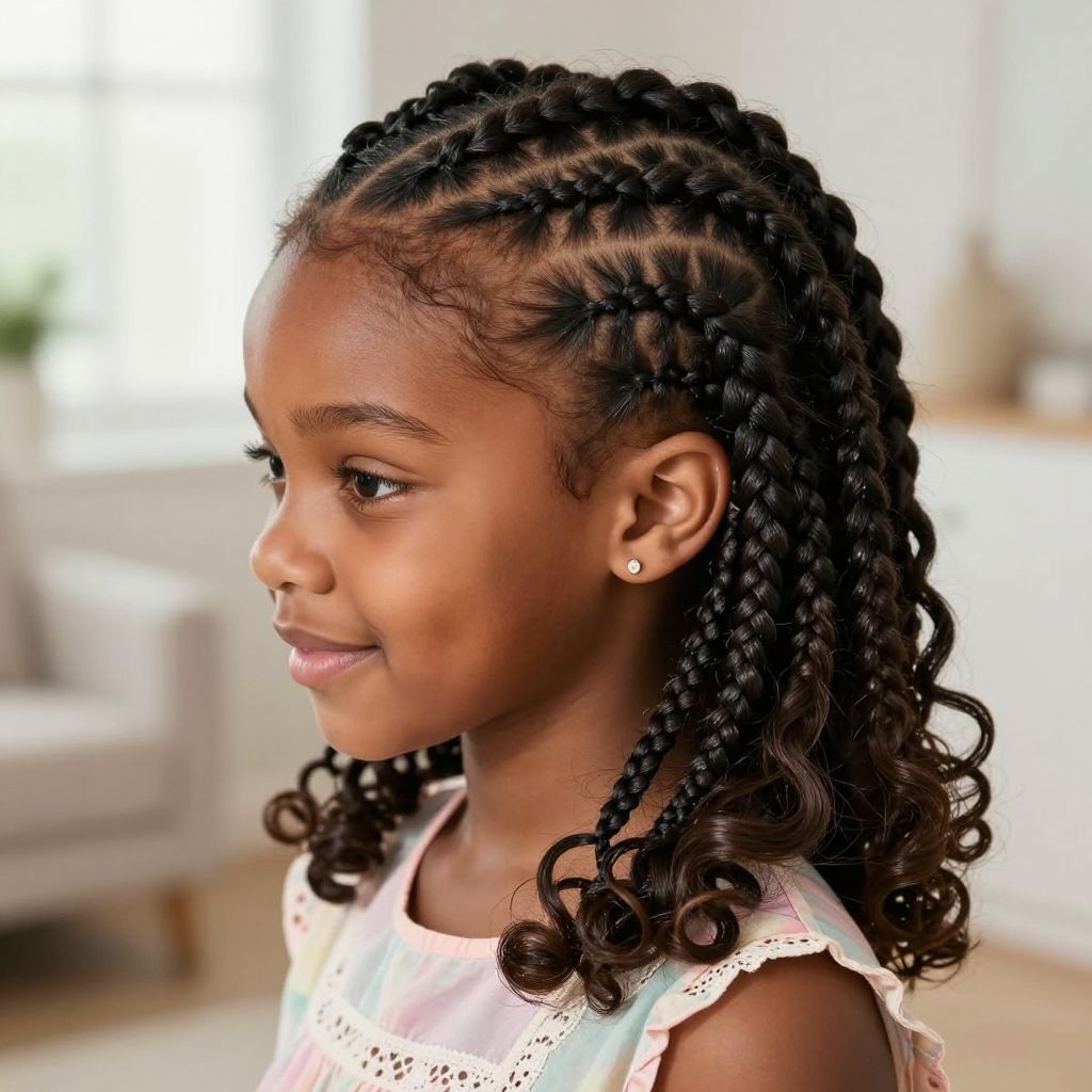 Side Swept Feed In Braids