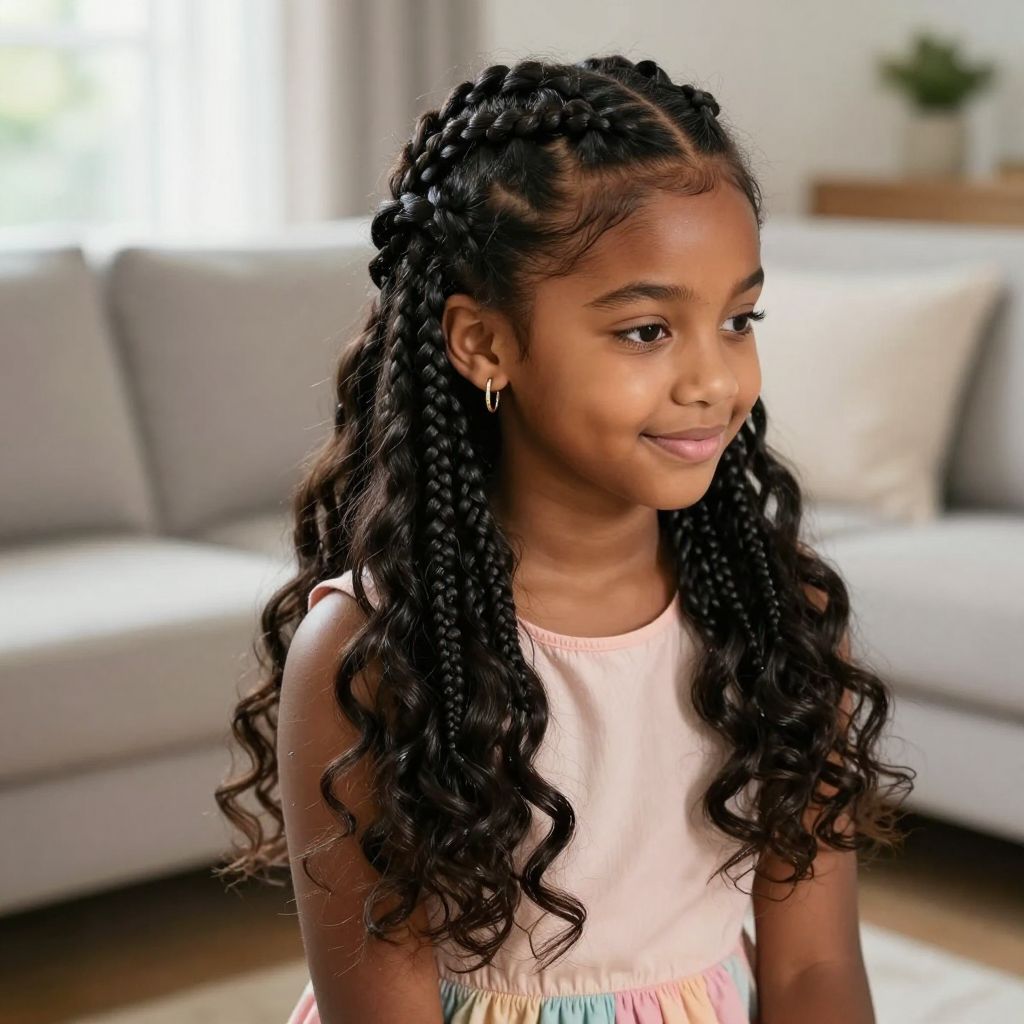Half Up Braided Style with Loose Ends