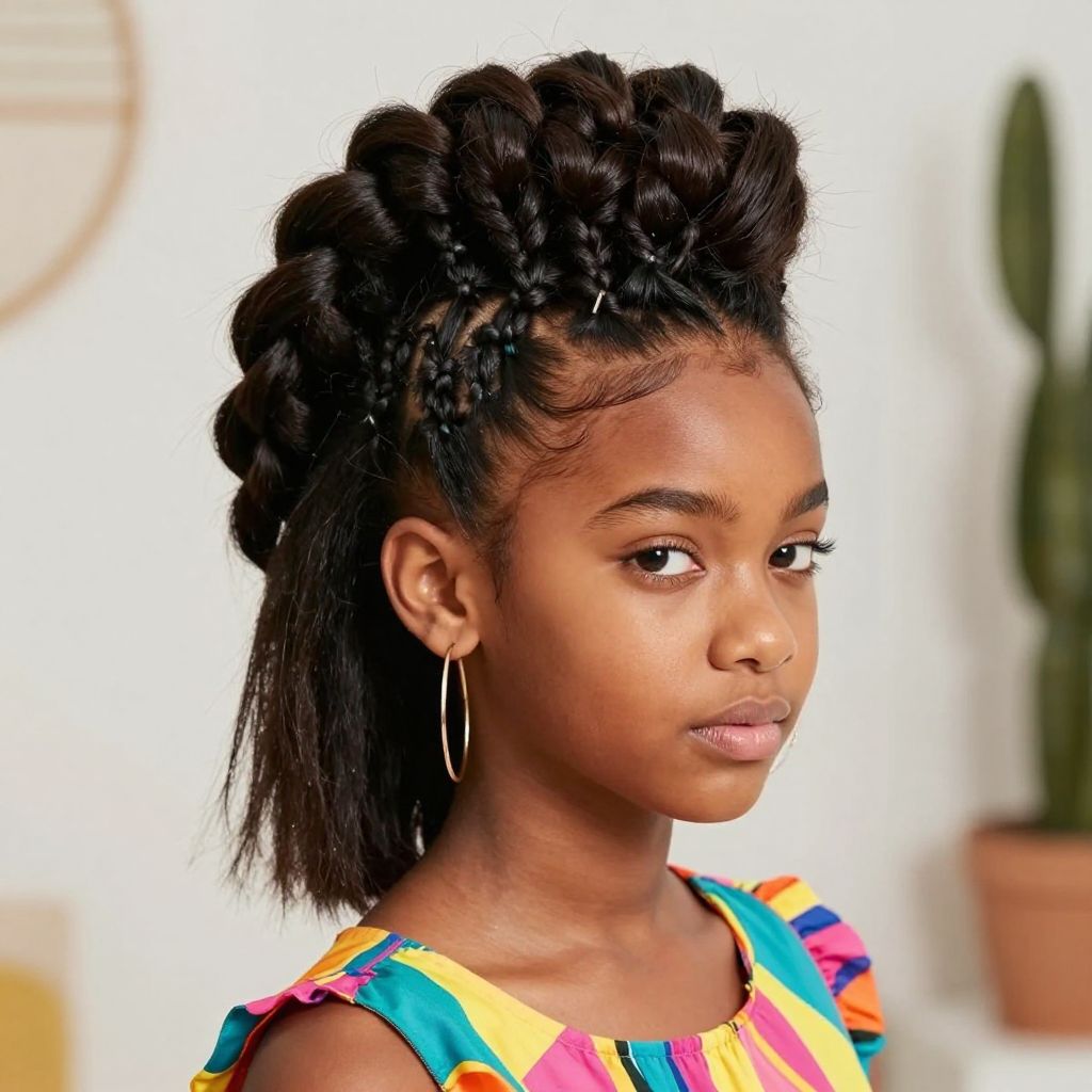 Braided Mohawk with Side Cornrows