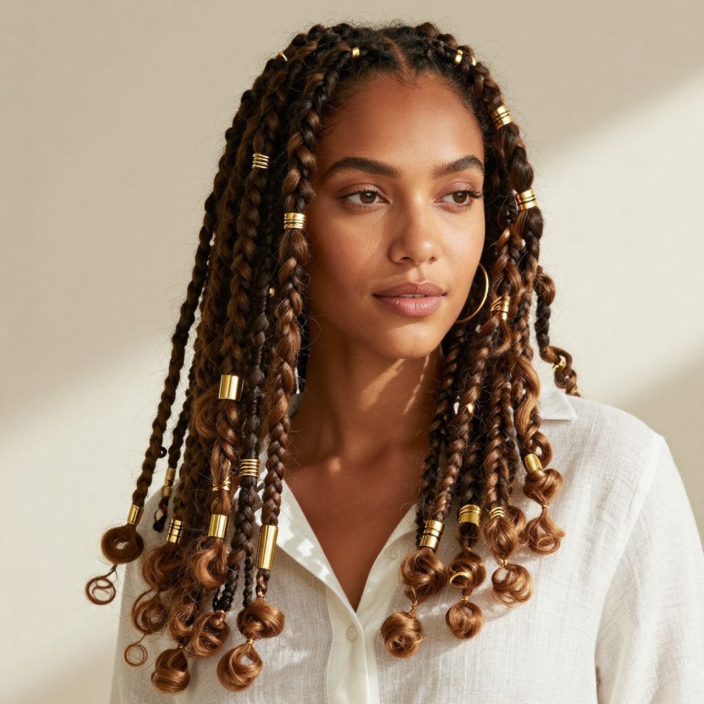 Locs with Gold Cuffs and Rings