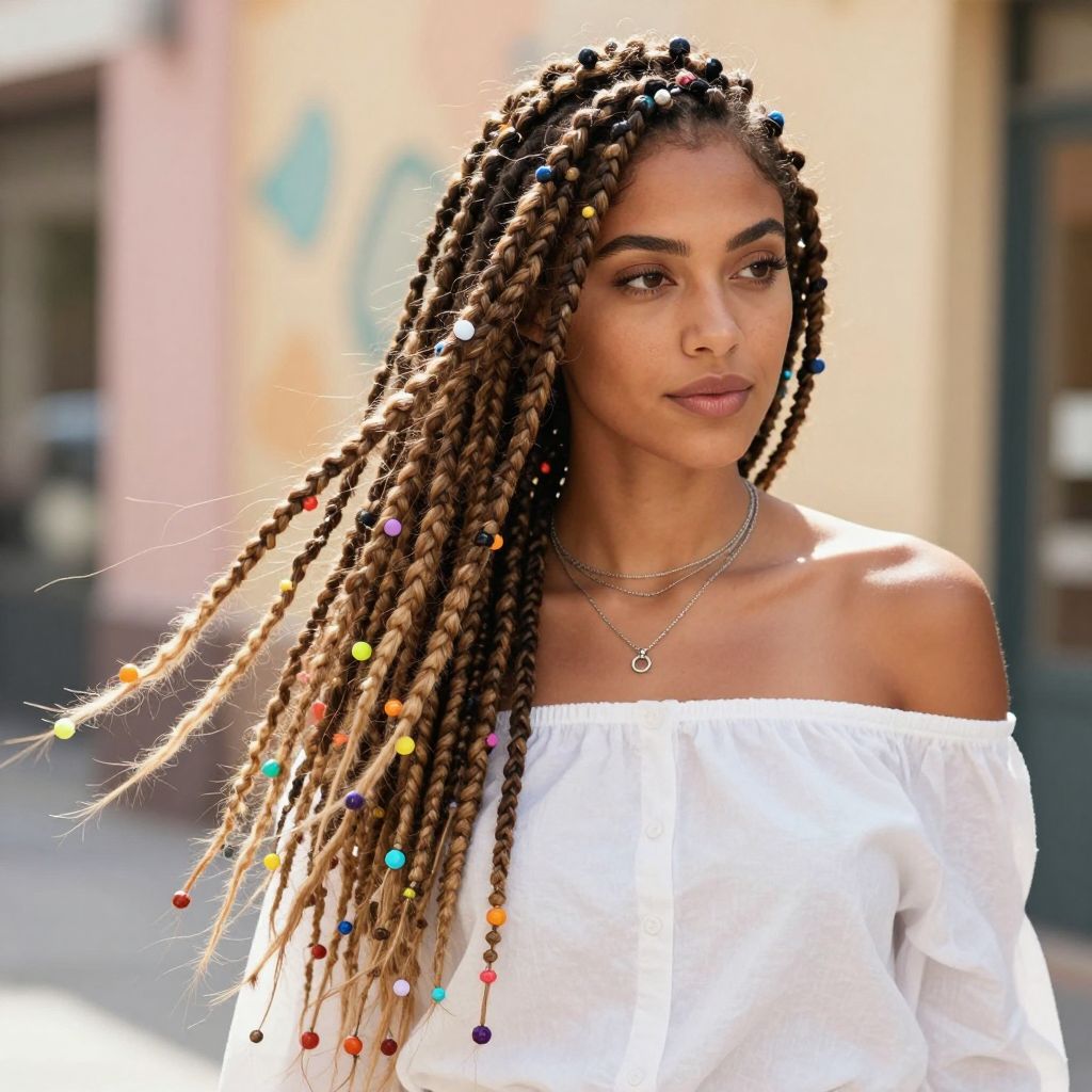 Side Swept Locs with Beads