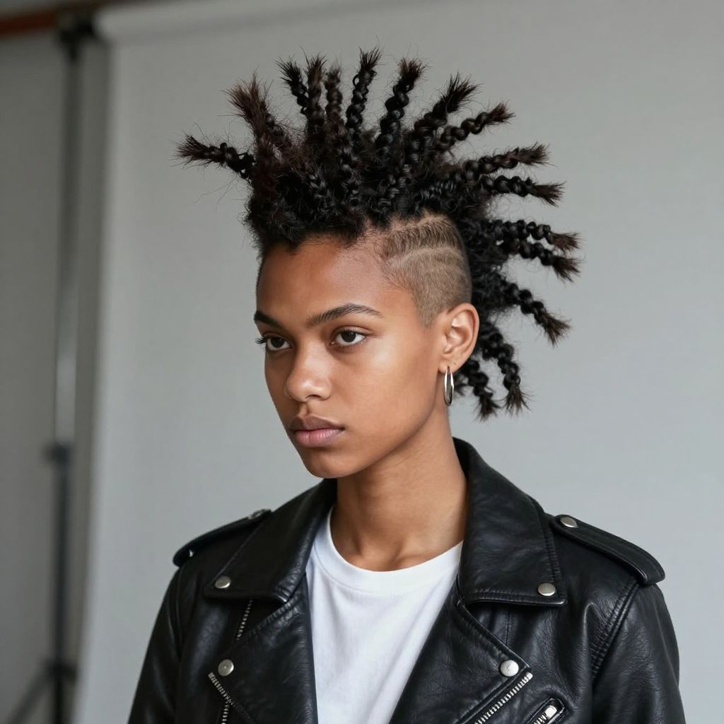 Locs Mohawk with Shaved Sides