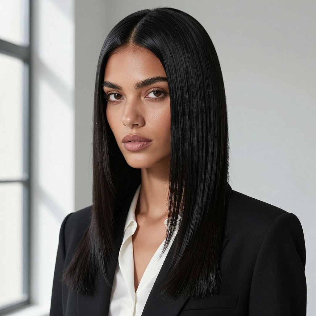 Sleek Straight with Deep Side Part