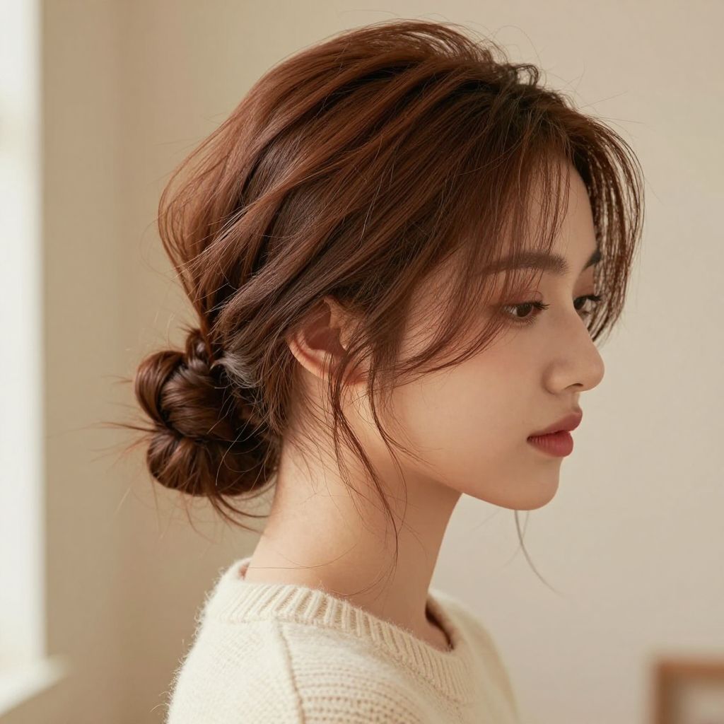 Messy Low Bun with Face Strands