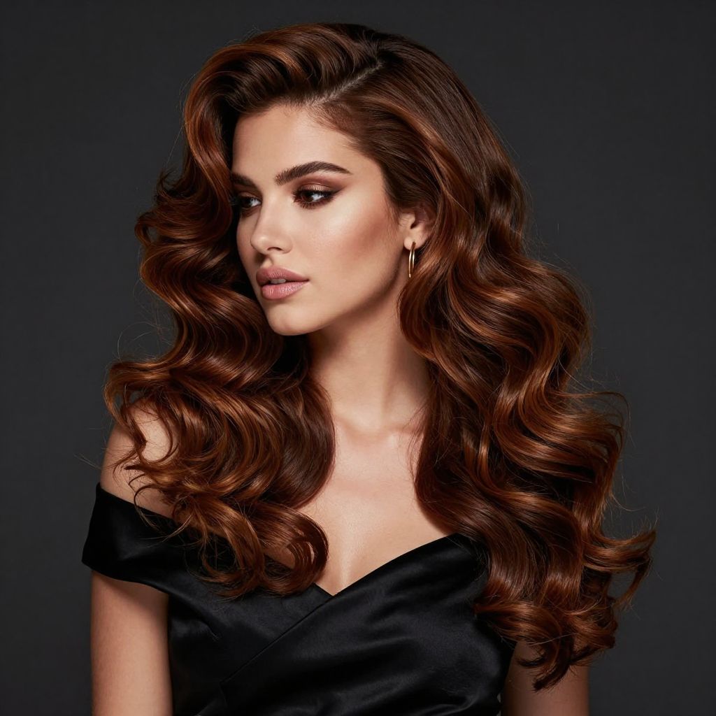 High Volume Curls with Side Sweep
