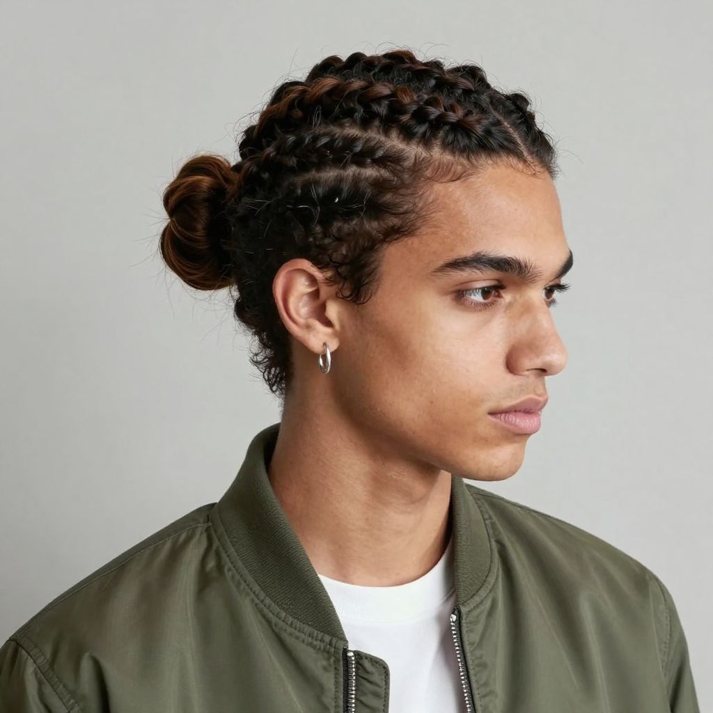 Half Braided Man Bun