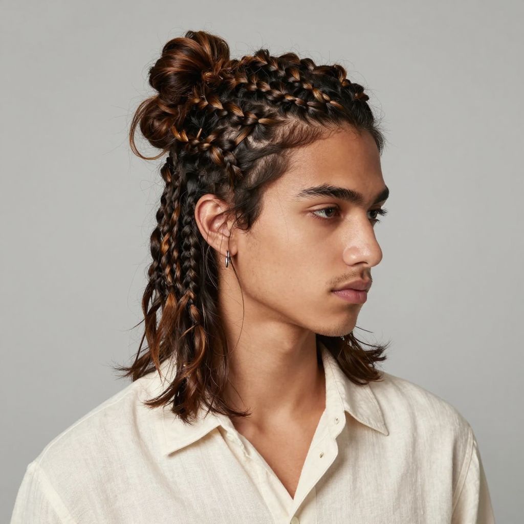 The Man Bun with Braided Accents