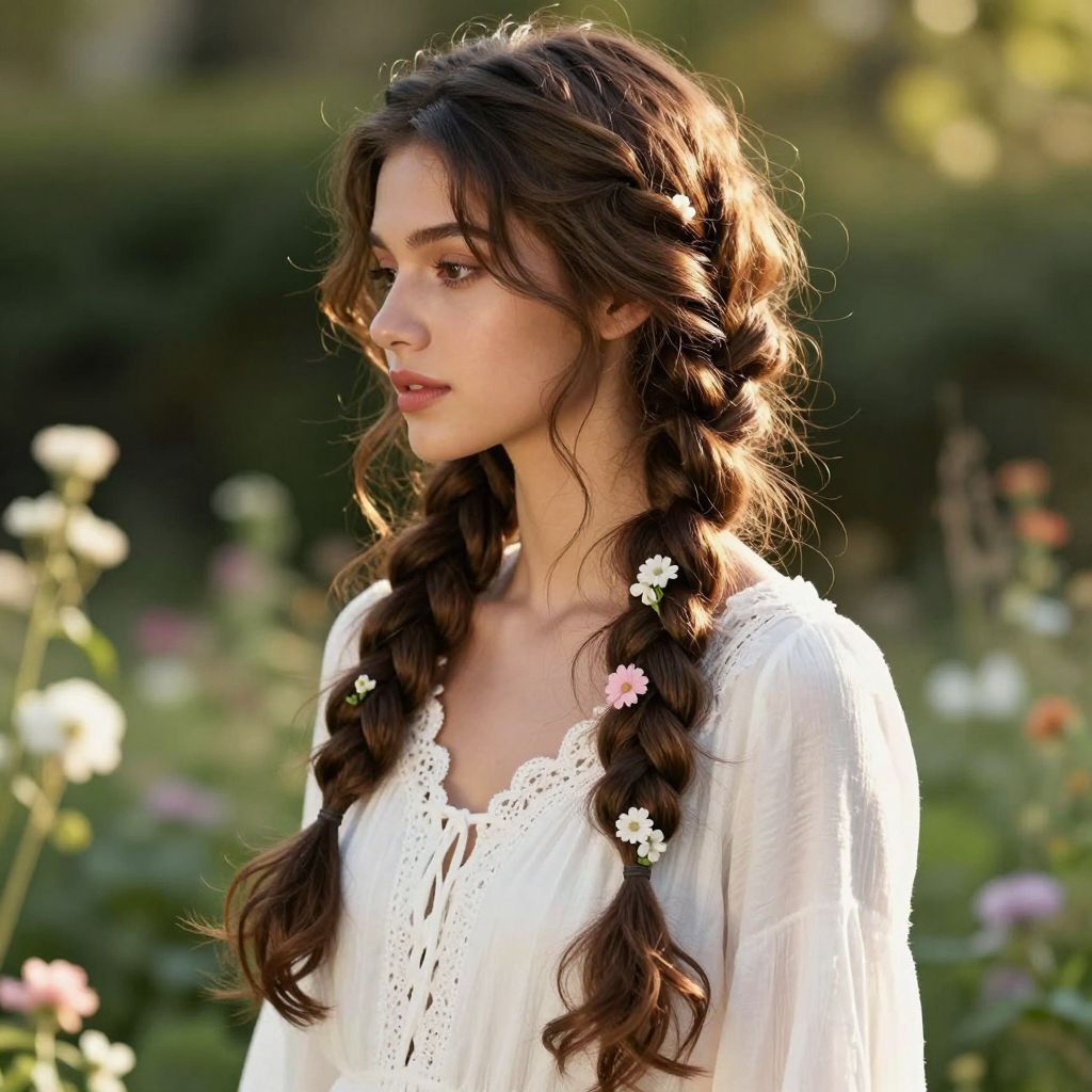 Flowy Side Braids with Floral Accessories