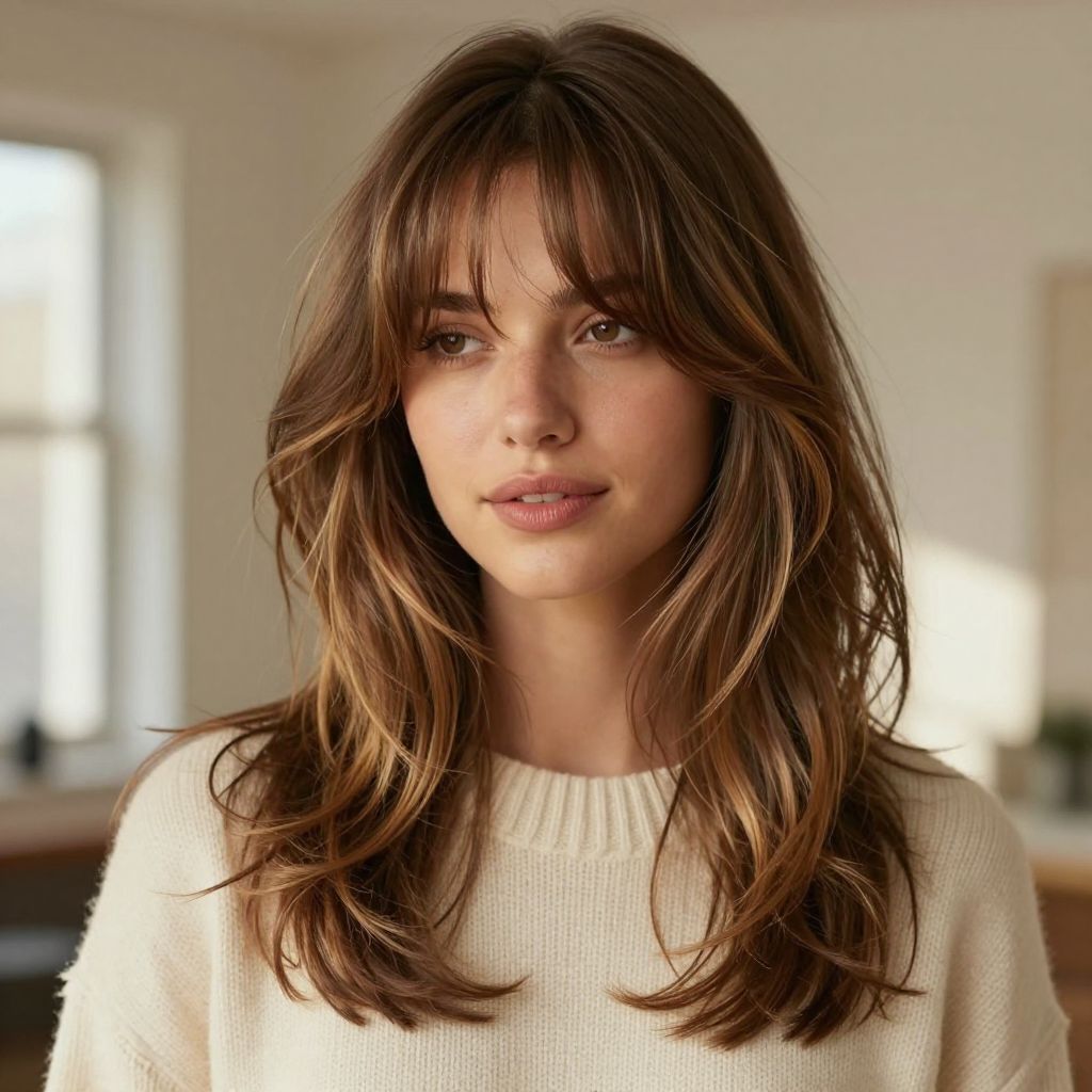 Curtain Bangs with Loose Waves