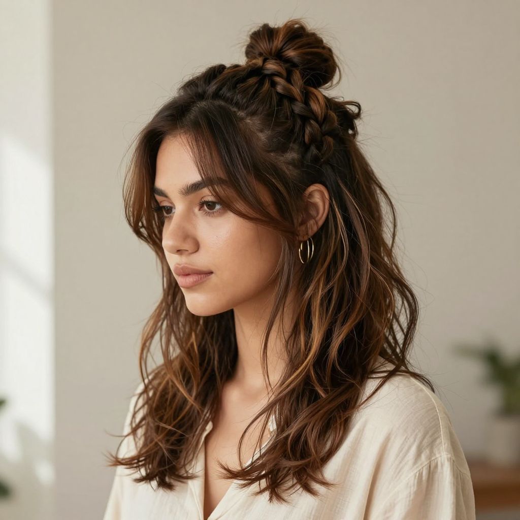 Half-Up Braided Bun