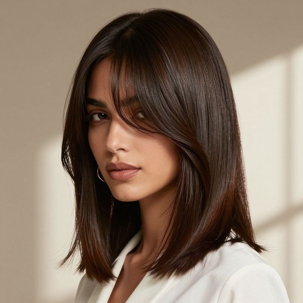 Classic Side-Swept Bangs with Straight Hair