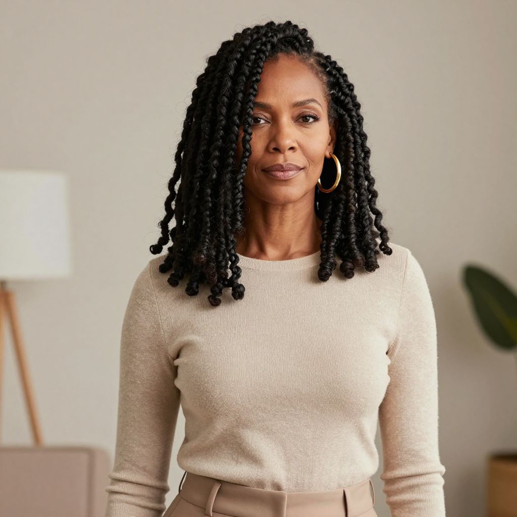 Faux Locs With Side Sweep