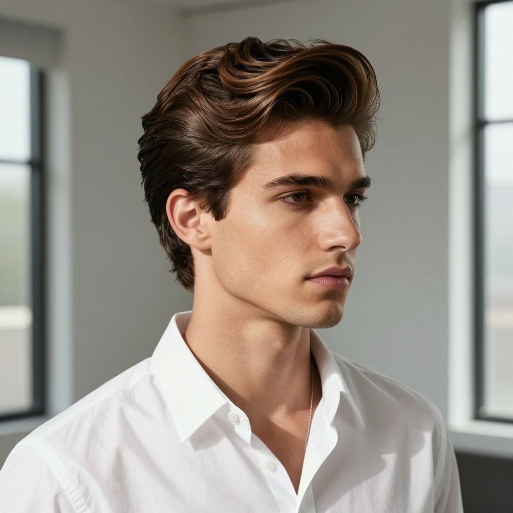 Side-Swept Quiff with Tapered Back