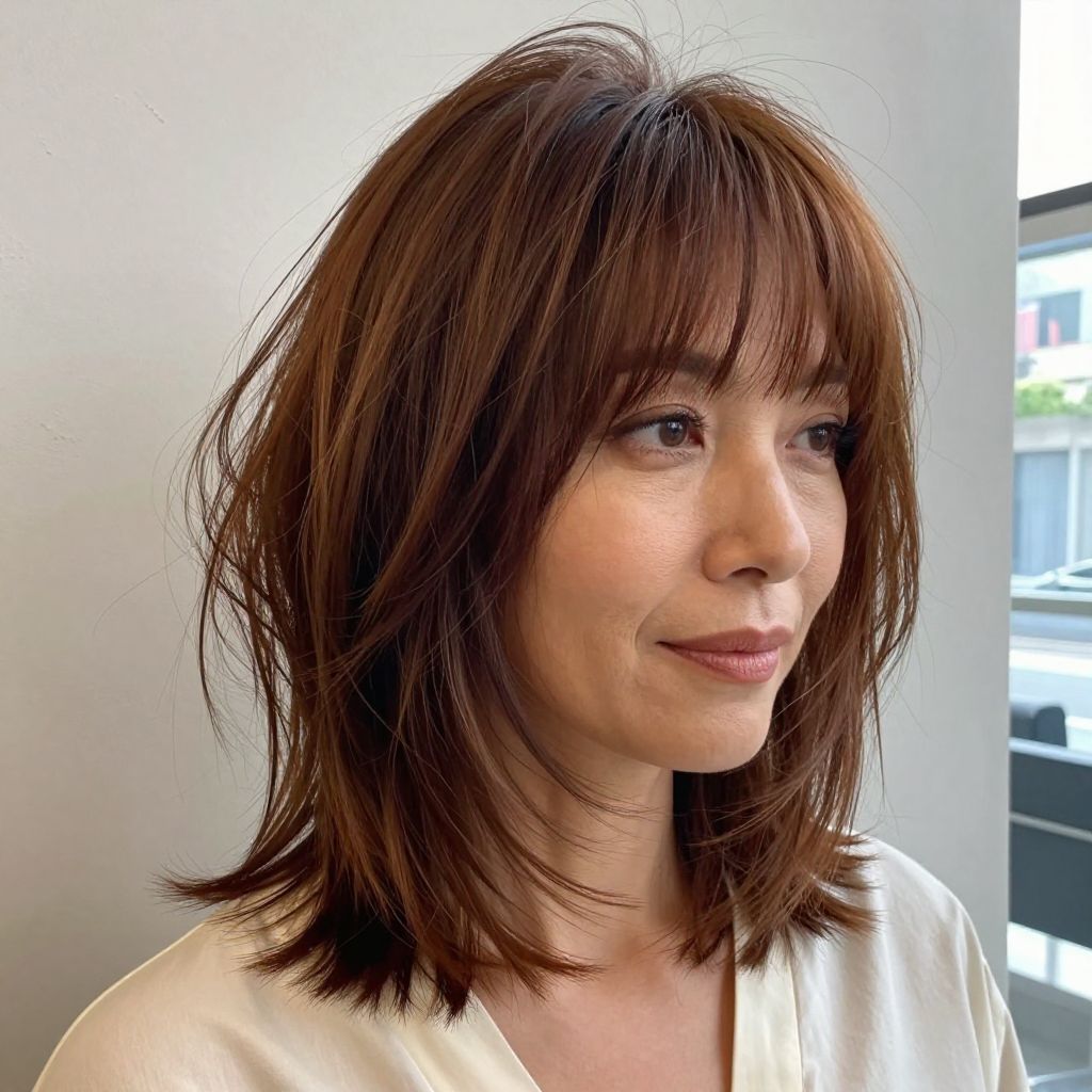 Tousled Shag with Blunt Bangs