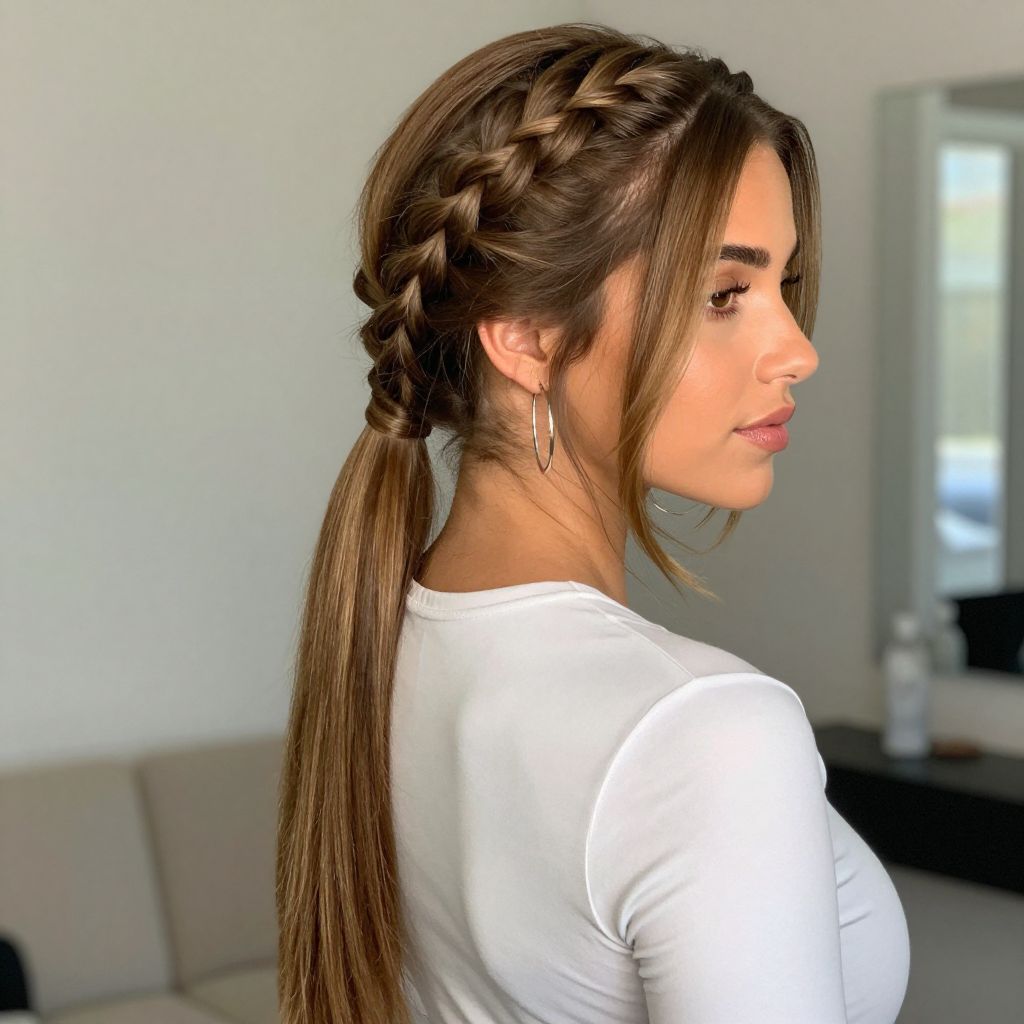 Side-Swept Braided Ponytail