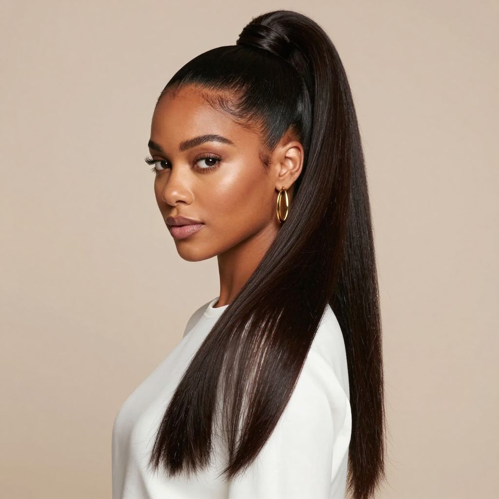 Sleek High Ponytail With Glassy Shine