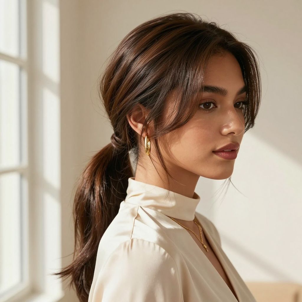 Ponytail With Face Framing Layers