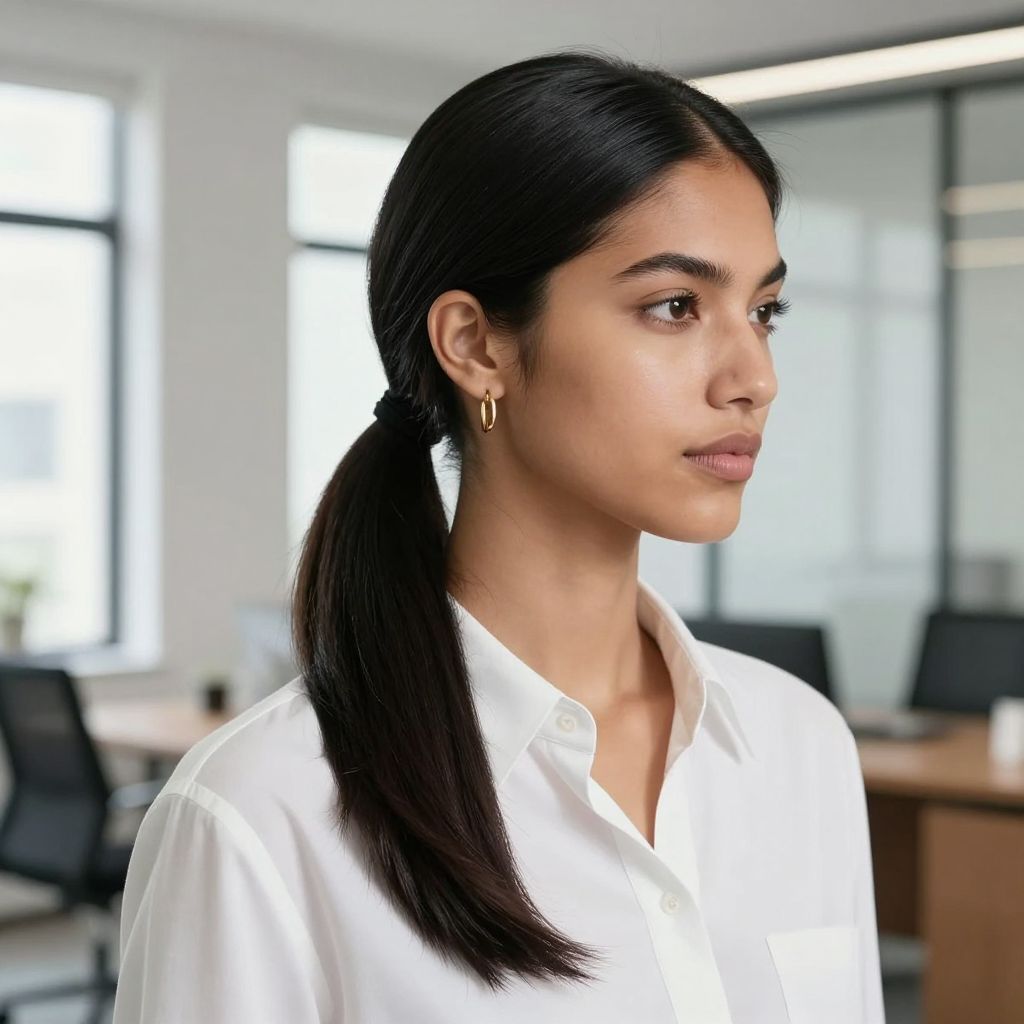 Low Ponytail With Center Part