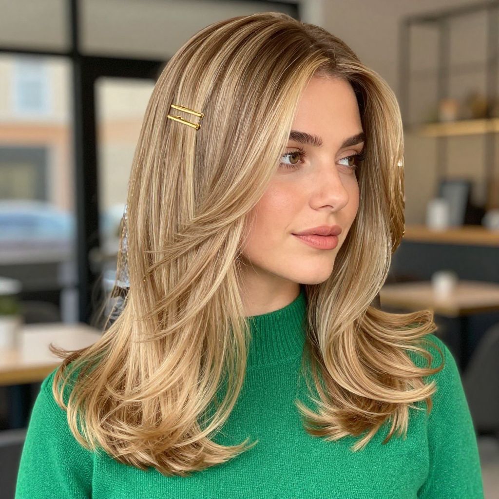 Voluminous Flip Hair with Barrettes