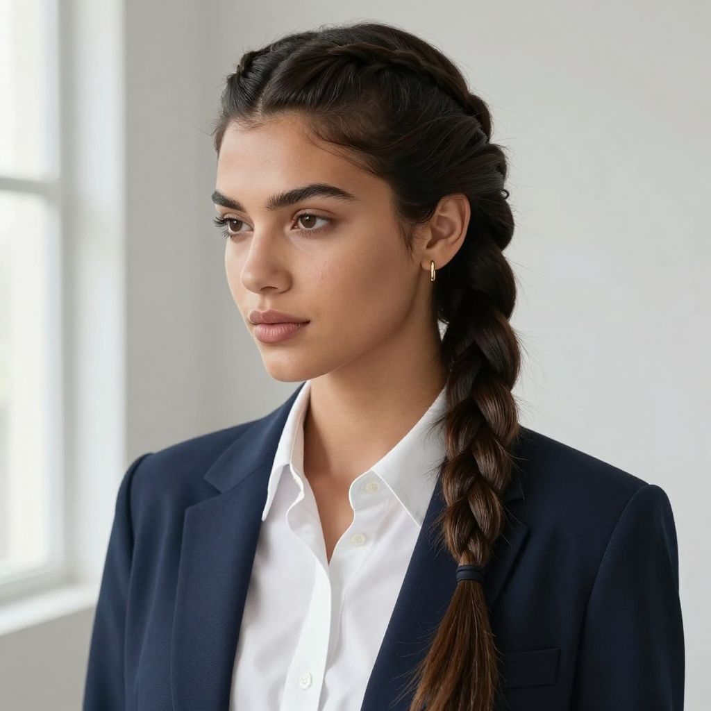 Tight Low Braid with Center Part