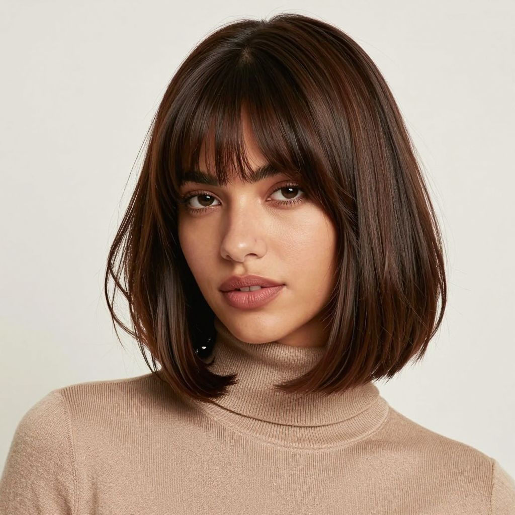 Layered Bob with Blunt Bangs