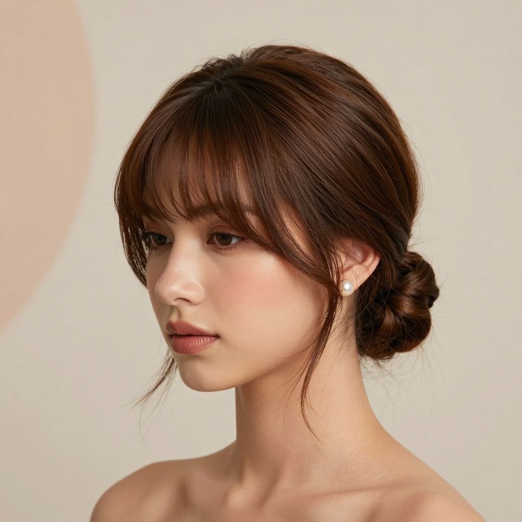 Soft Curtain Fringe Updo prom hairstyle