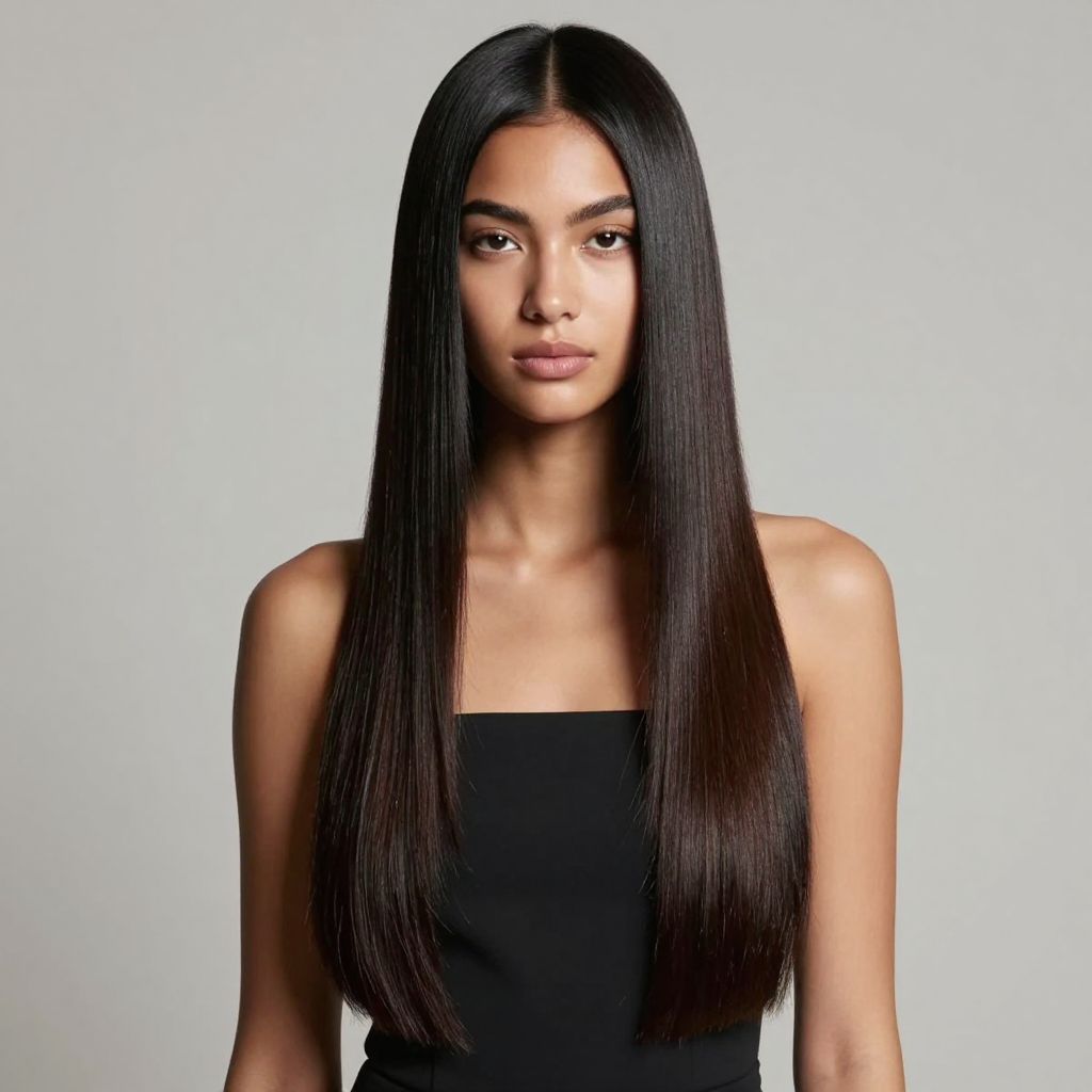 Sleek Middle Part Straight Hair prom hairstyle