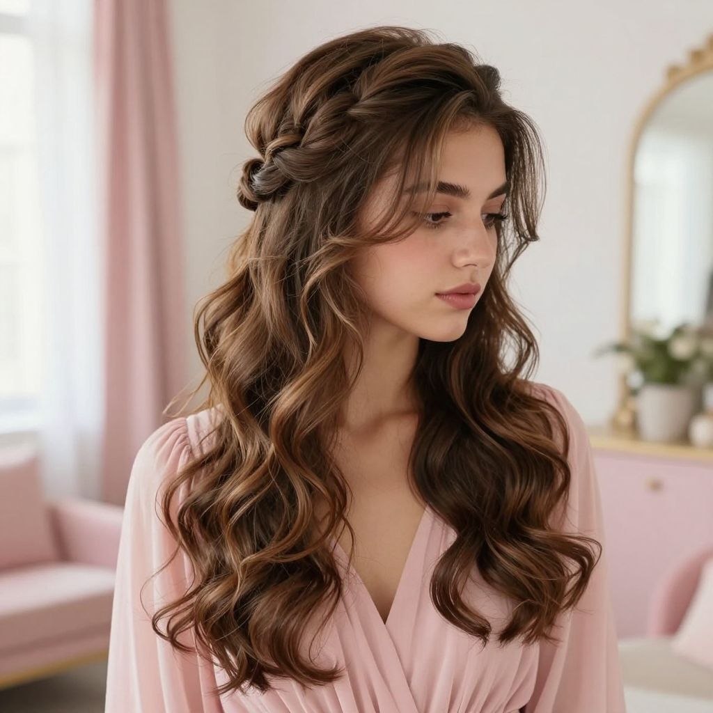 Half Up Twisted Cascade prom hairstyle