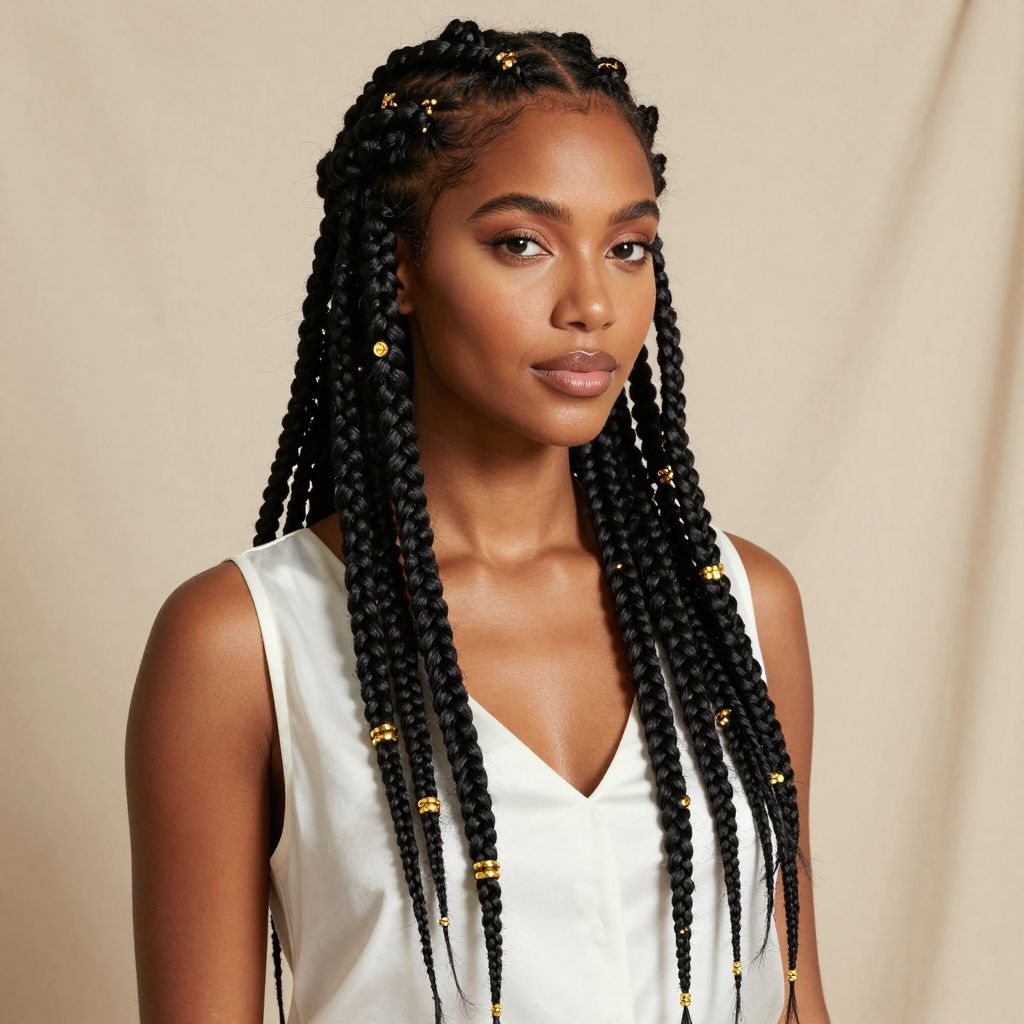 Goddess Braids with Bead Accents