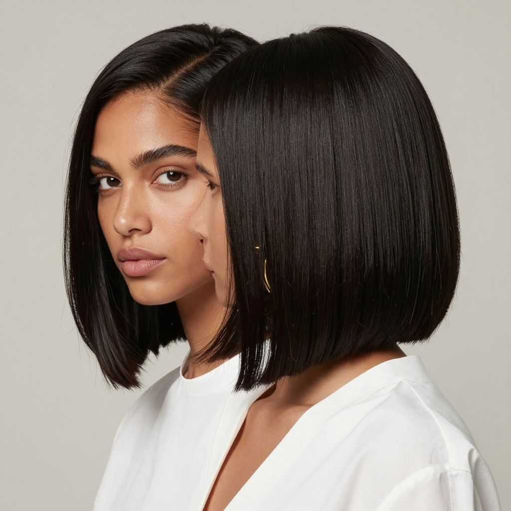 Sleek Bob with Middle Part