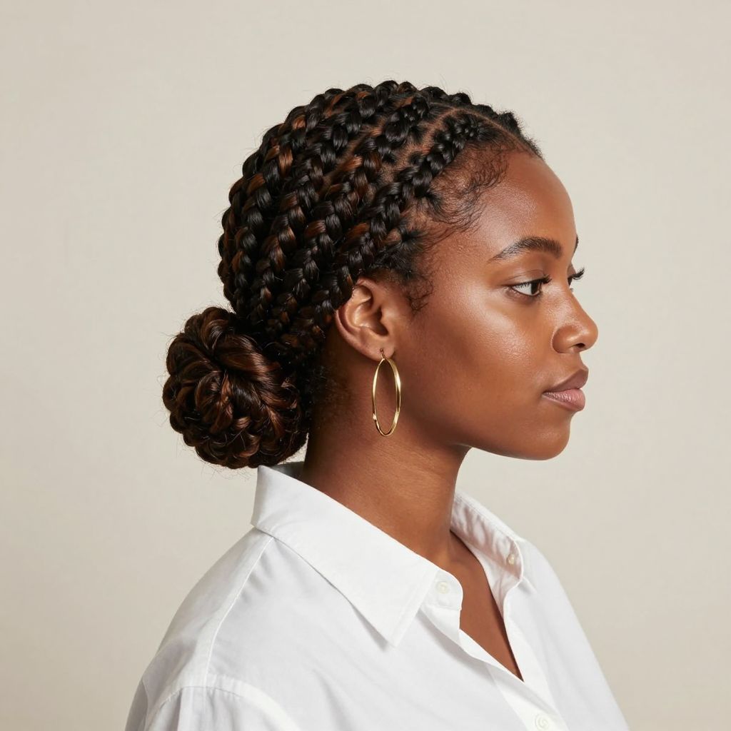 Cornrow Braids Into Bun