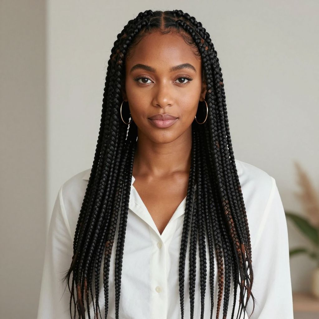 Box Braids with Middle Part