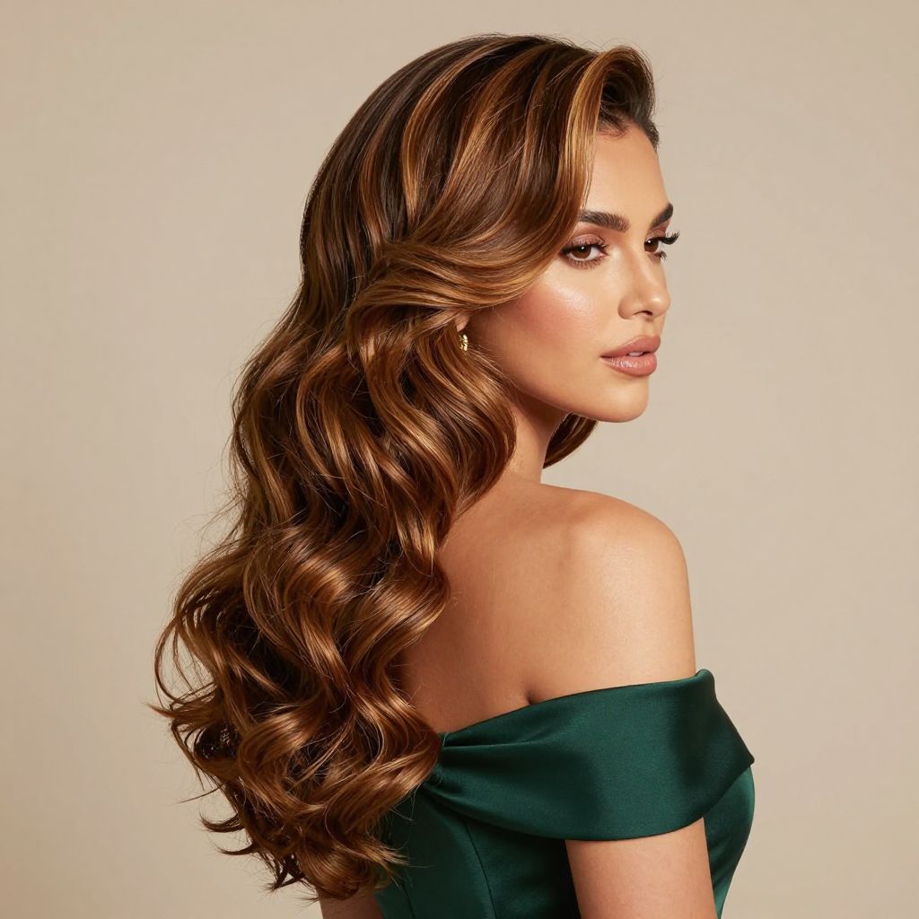 Side Swept Glam Curls