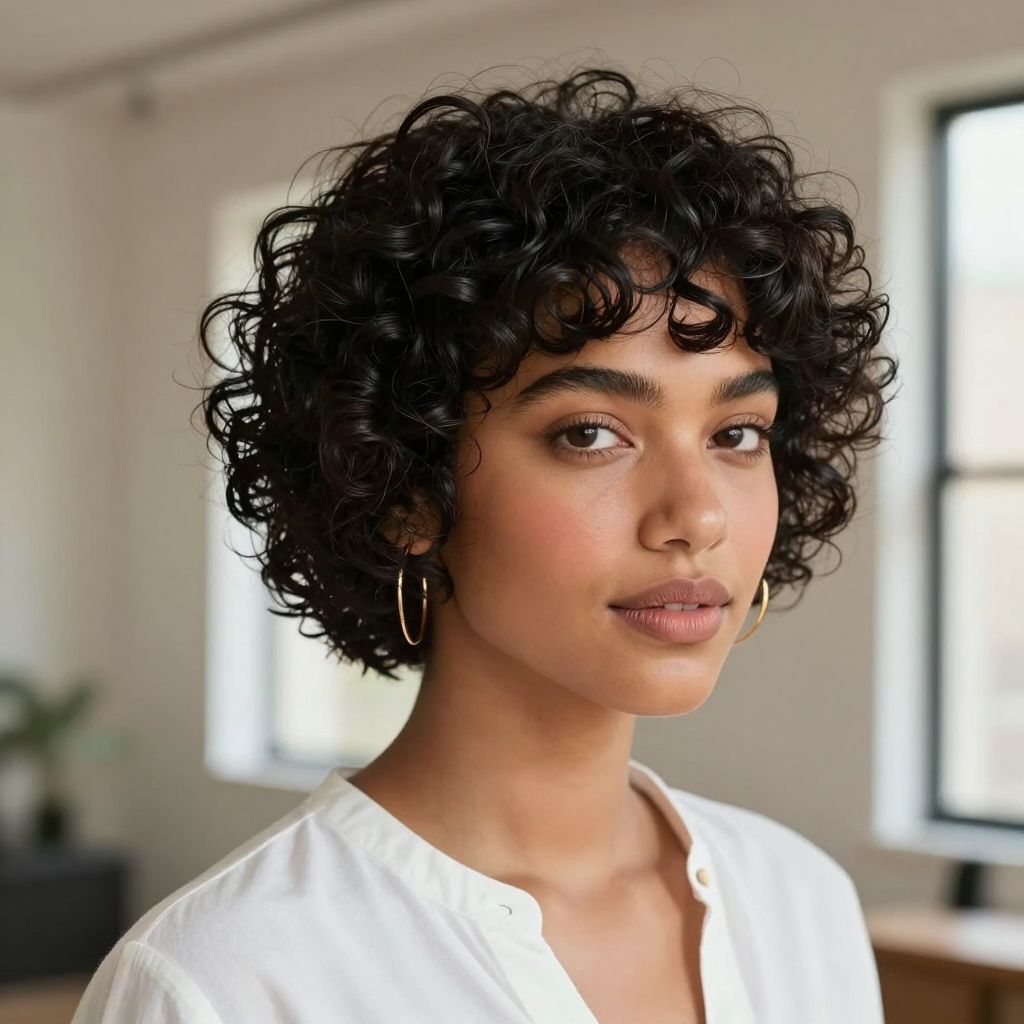 Pixie with Defined Curls and Lifted Front