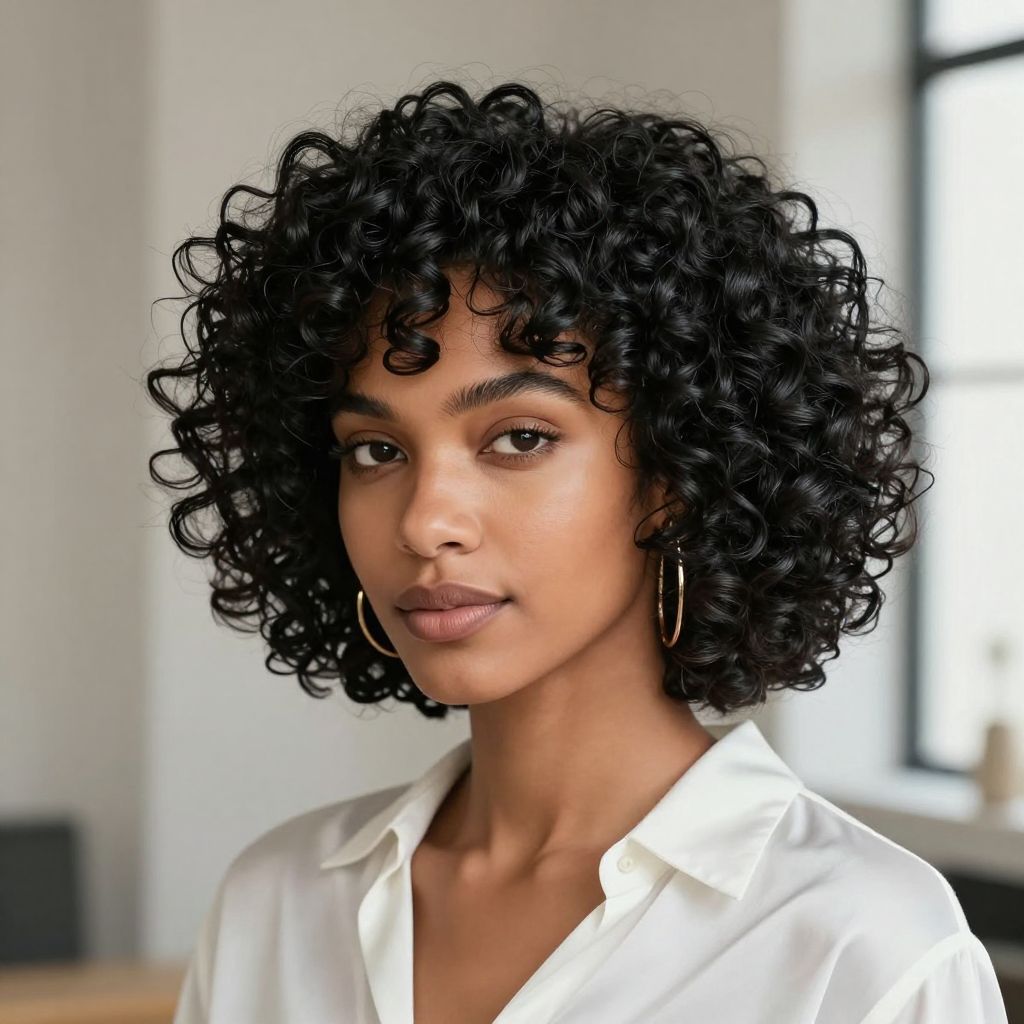Curly Relaxed Pixie with Natural Shape
